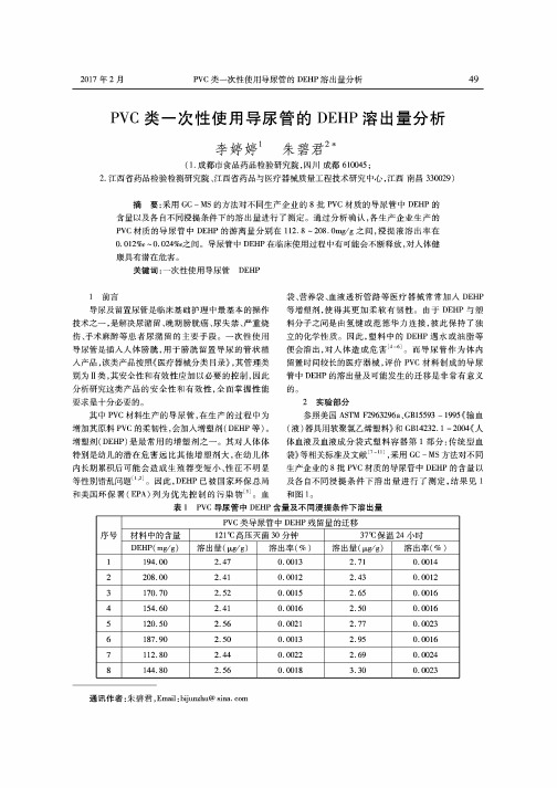 PVC类一次性使用导尿管的DEHP溶出量分析