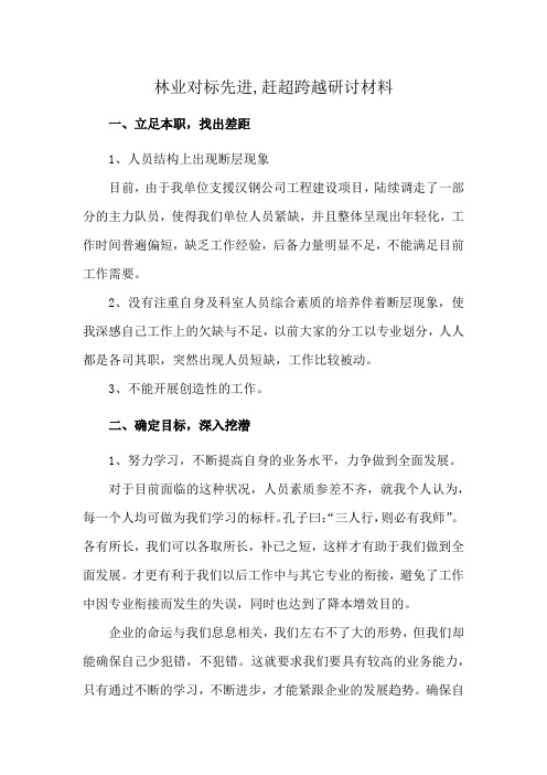 林业对标先进,赶超跨越研讨材料