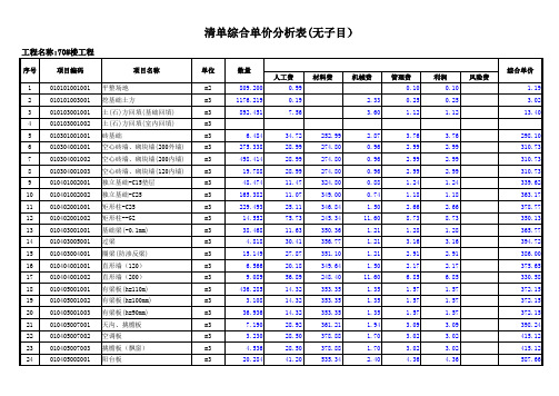 综合单价分析表(无子目)