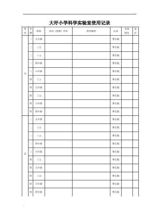 科学实验室使用记录表