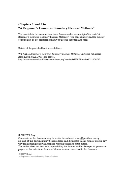 A Beginner’s Course in Boundary Element Methods