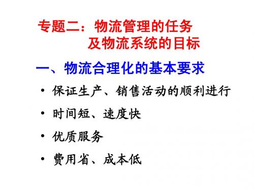 专题二：物流管理的任务及物流系统的目标