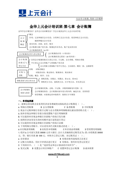 金华上元会计培训班-第七章 会计账簿