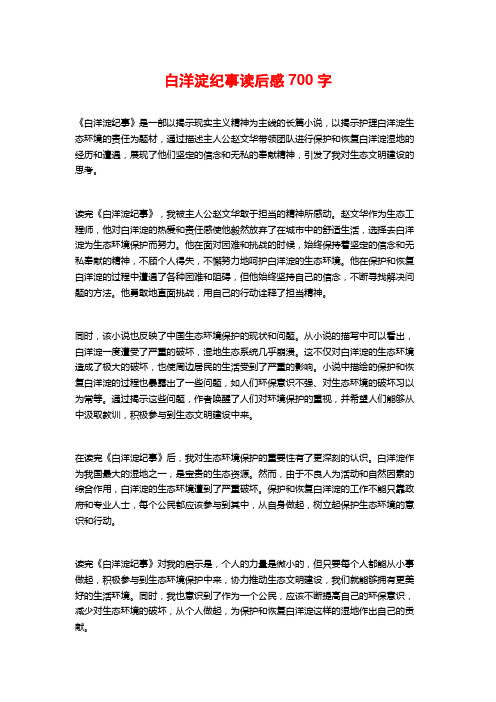 白洋淀纪事读后感700字