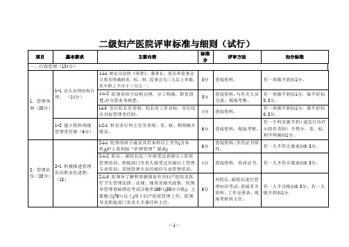 二级妇产医院评审细则