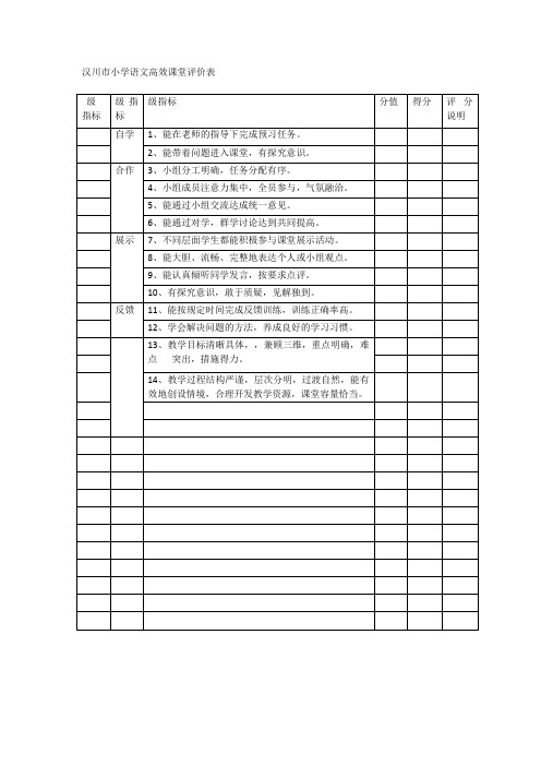 高效课堂评价表