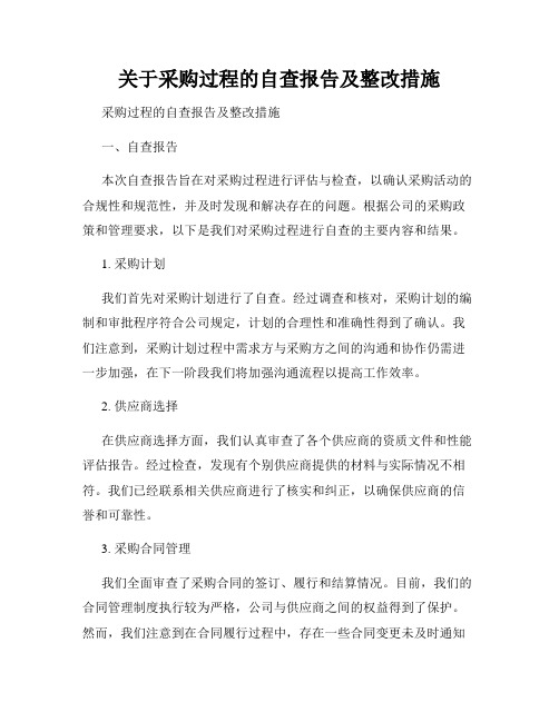 关于采购过程的自查报告及整改措施