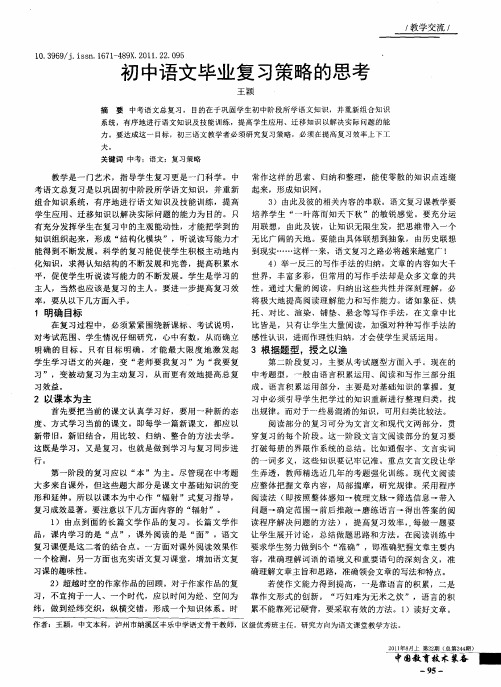 初中语文毕业复习策略的思考