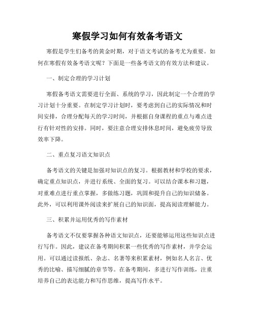 寒假学习如何有效备考语文