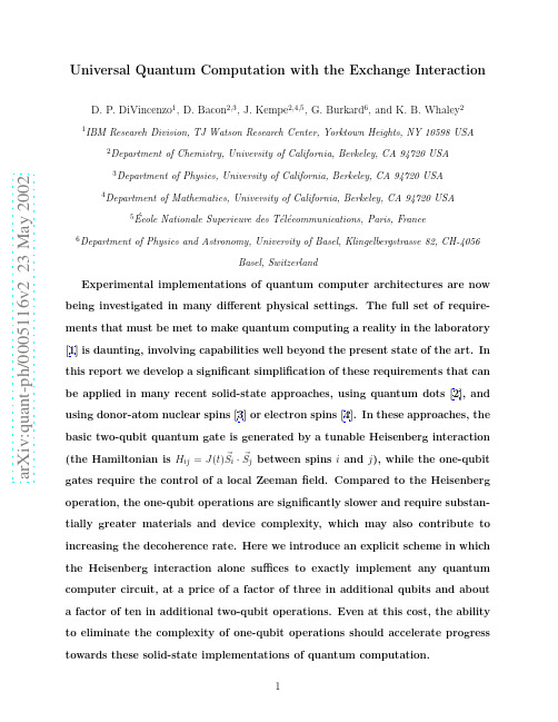 Universal Quantum Computation with the Exchange Interaction