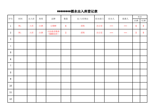 酒水管理台账