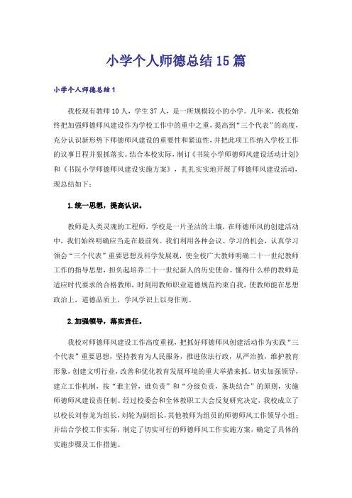 小学个人师德总结15篇