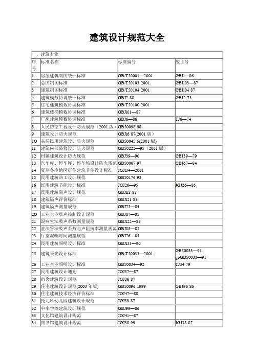 建筑设计规范大全