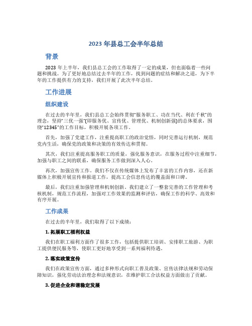 2023年县总工会半年总结