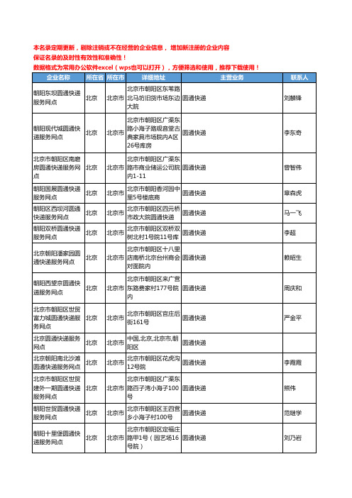 2020新版北京市圆通快递工商企业公司名录名单黄页联系方式大全155家