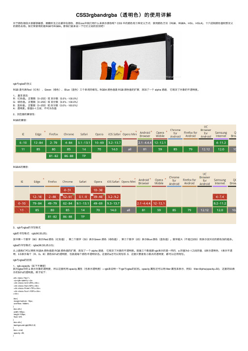 CSS3rgbandrgba（透明色）的使用详解