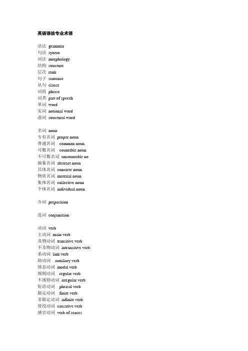 (完整版)英语语法专业术语