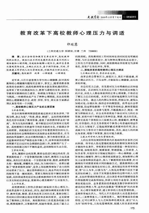 教育改革下高校教师心理压力与调适