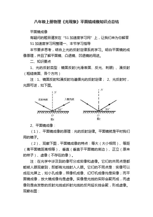 八年级上册物理《光现象》平面镜成像知识点总结