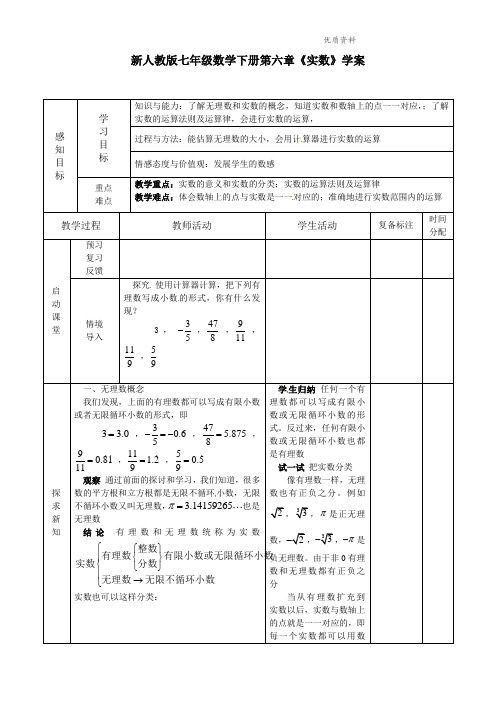 2021年人教版七年级数学下册第六章《实数》学案.doc