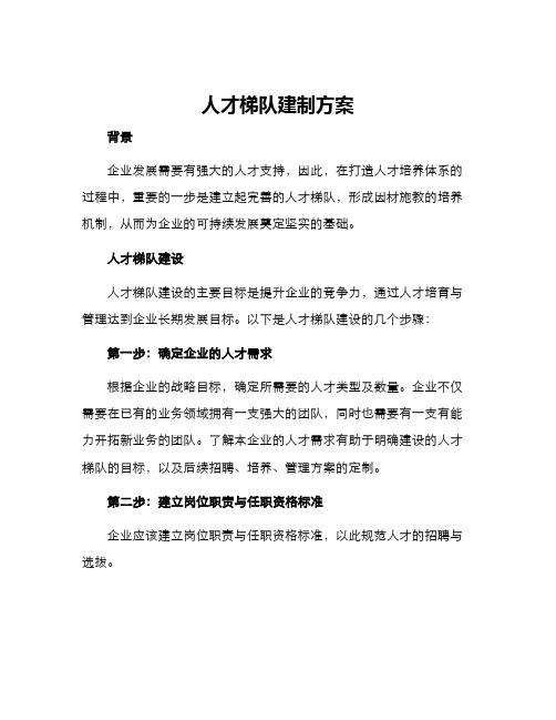 人才梯队建制方案