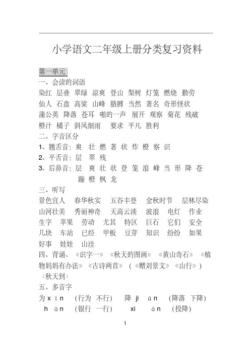 强列推荐:小学语文二年级上册分类复习资料(整理)