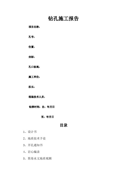 水文地质钻孔编录表格(全套)