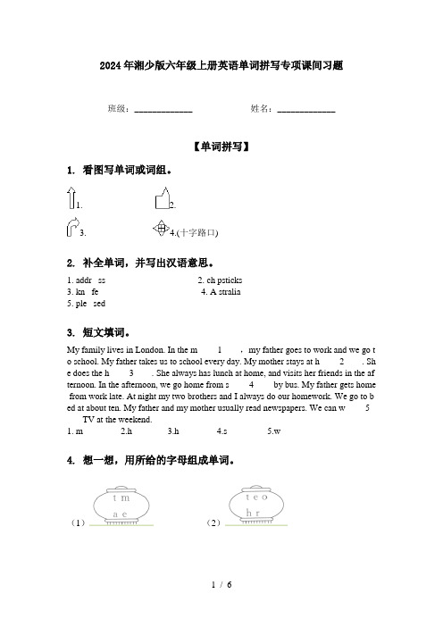 2024年湘少版六年级上册英语单词拼写专项课间习题