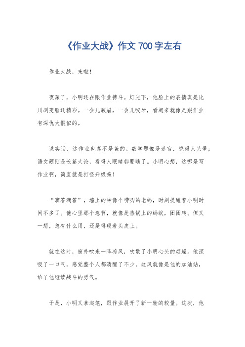 《作业大战》作文700字左右