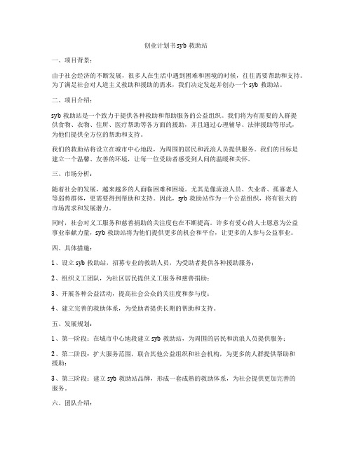 创业计划书syb救助站