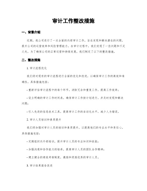 审计工作整改措施