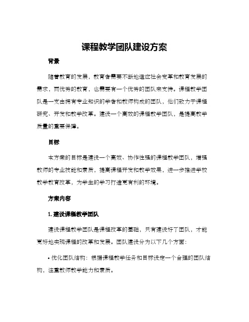 课程教学团队建设方案