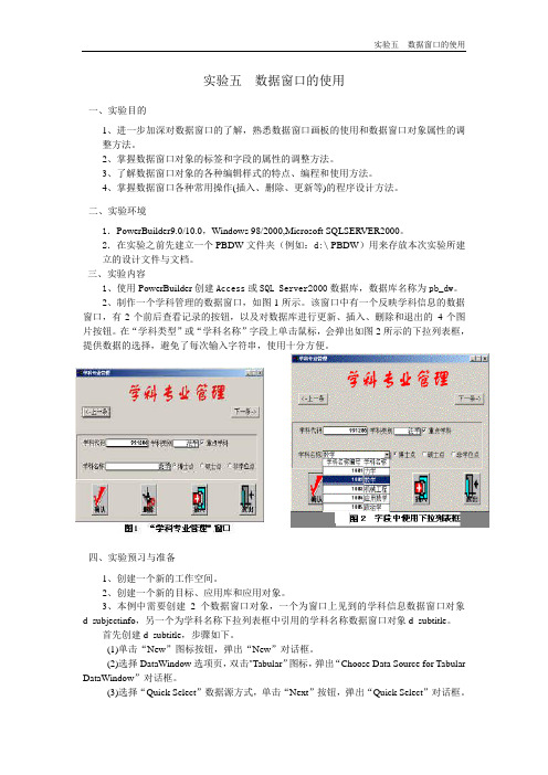 PB关于数据窗口的使用