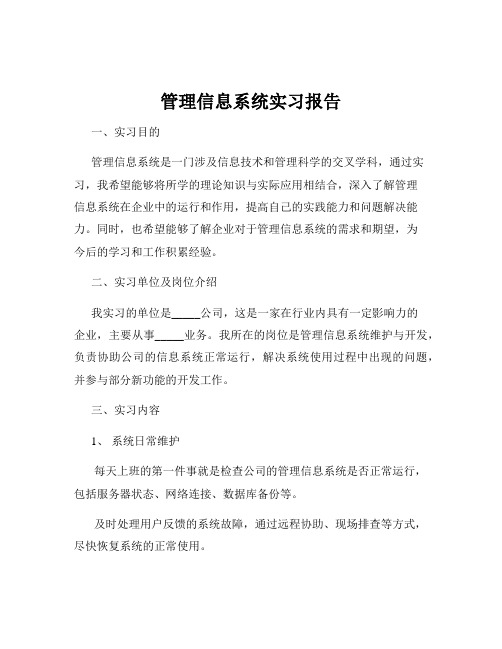 管理信息系统实习报告