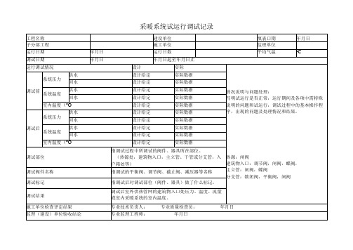 采暖系统试运行调试记录