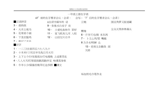 人教版小学语文课本生字词全部