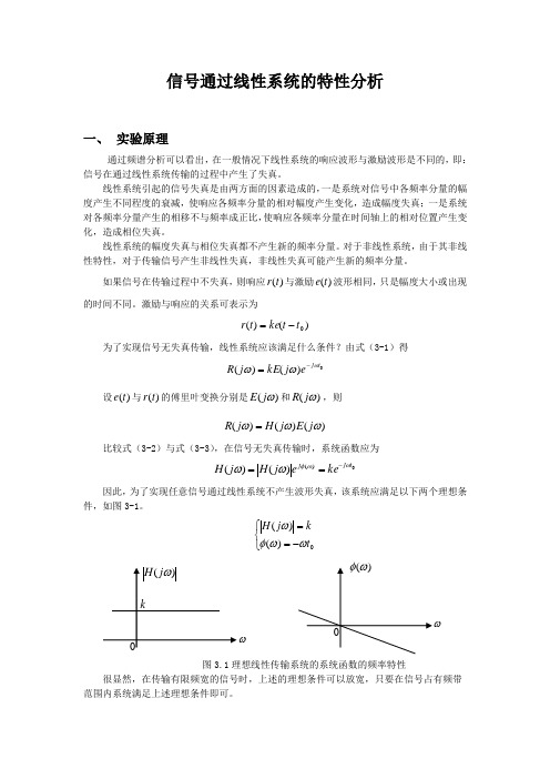 实验3 信号通过线性系统的特性分析