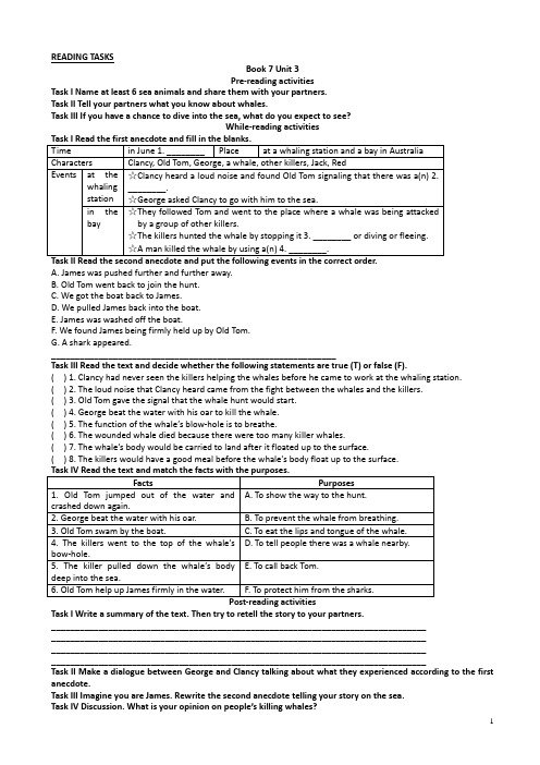 高中英语(人教版)高二选修7同步讲练：unit_3_reading_tasks_(有答案)