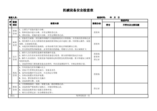 (完整版)机械设备安全检查表