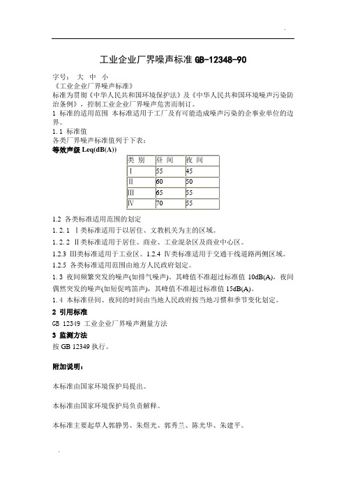 工业企业厂界噪声标准