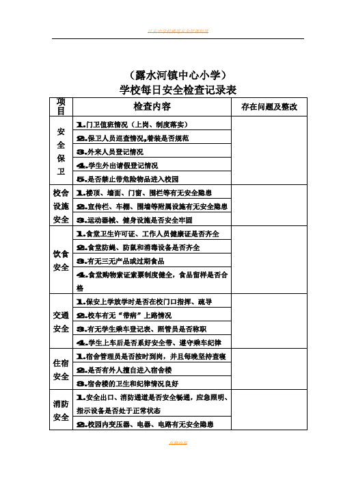 学校每日安全检查记录表