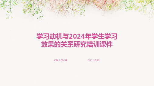 学习动机与2024年学生学习效果的关系研究培训课件