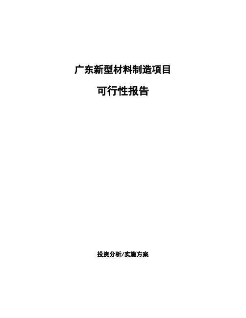 广东新型材料制造项目可行性报告