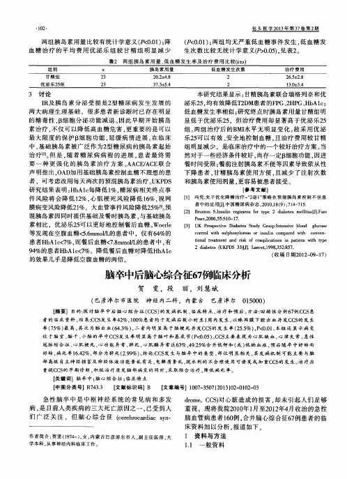 脑卒中后脑心综合征67例临床分析