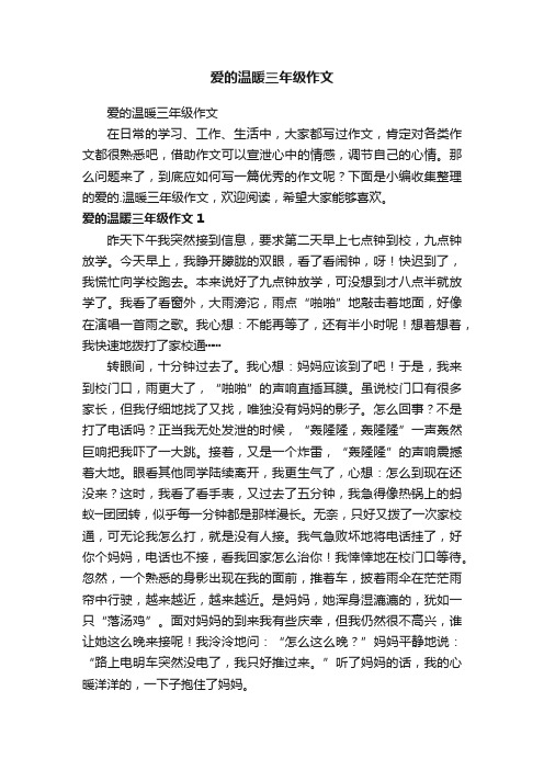 爱的温暖三年级作文