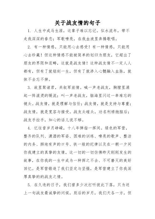 关于战友情的句子