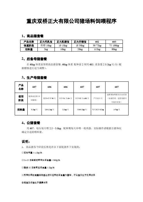 双桥正大猪场料饲喂方案