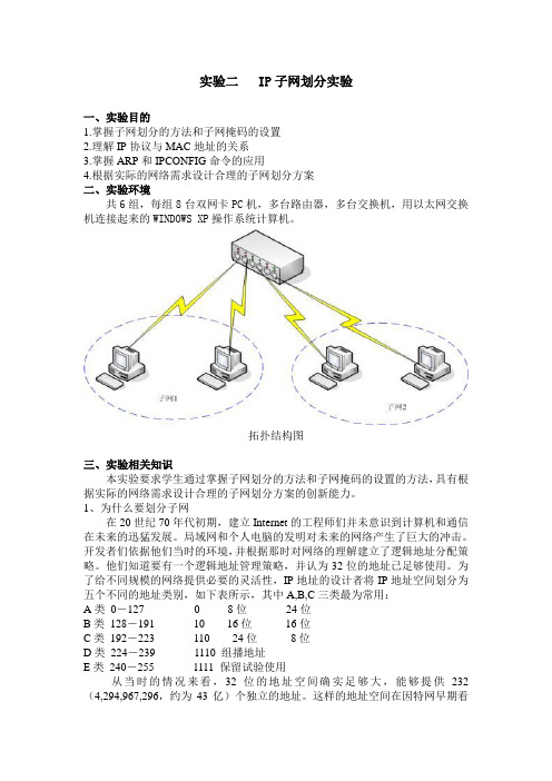 实验二 IP子网划分实验