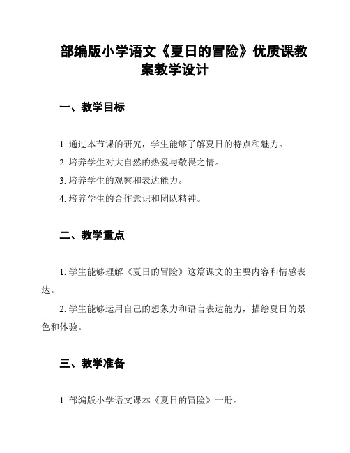 部编版小学语文《夏日的冒险》优质课教案教学设计