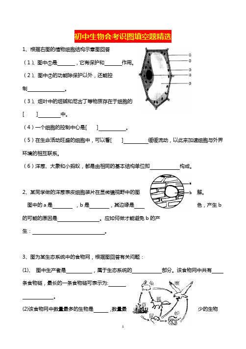 初中生物会考识图填空题精选